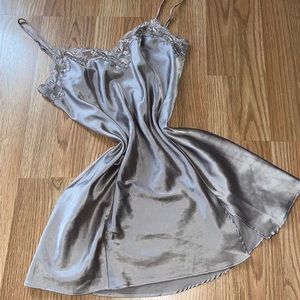 Victoria’s Secret Gray Satin Slip Dress